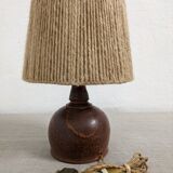 Vintage varnished stoneware lamp and jute rope