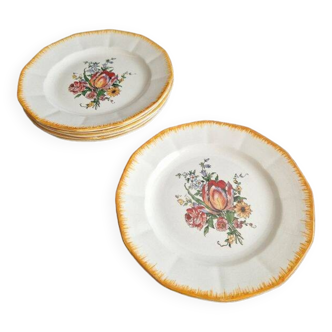 Set of 6 Digoin Sarreguemines dessert plates, Lorraine model