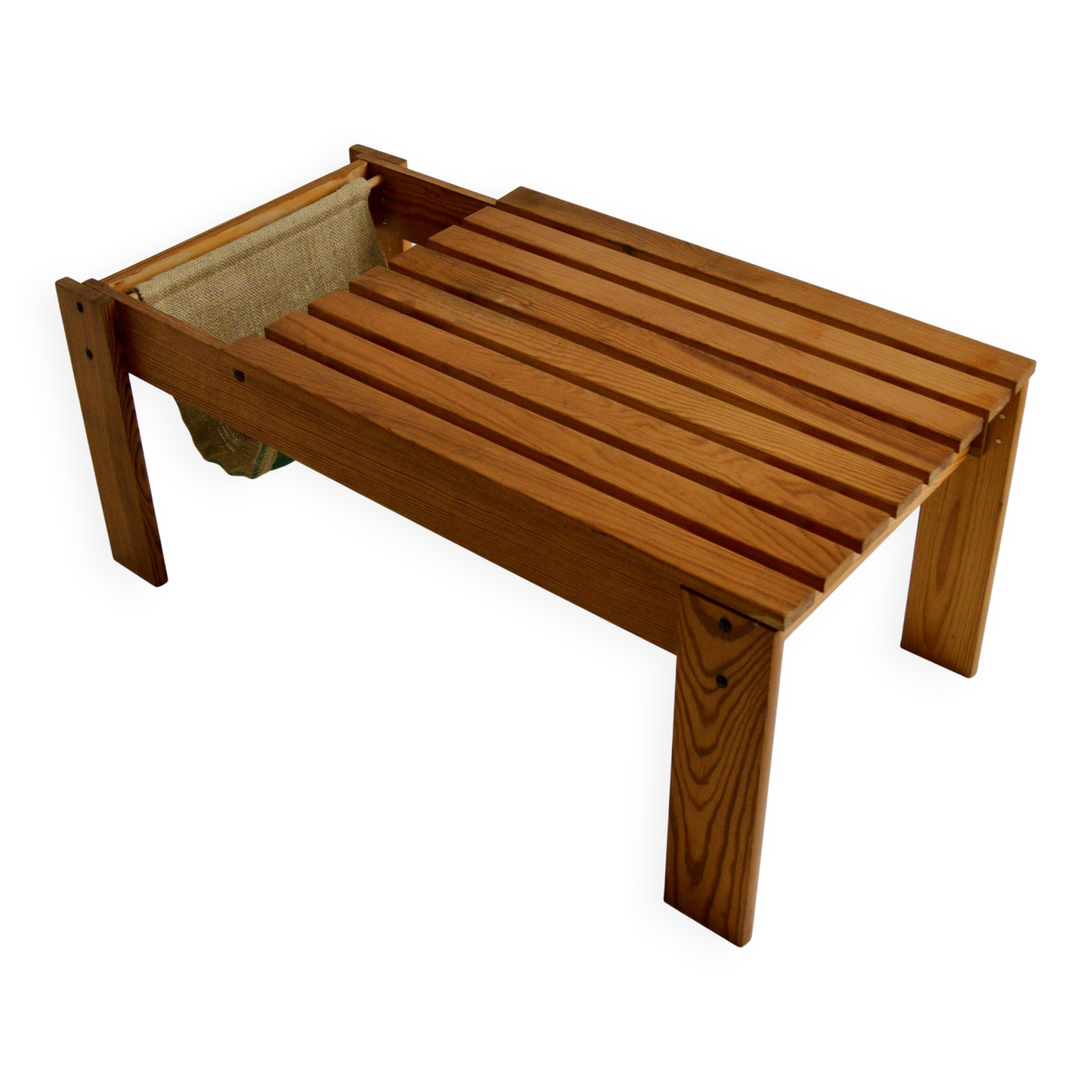 Vintage Brutalist coffee table/newspaper rack, 1960s/1970s
