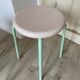 Set of 3 Vintage Stools - Molded Plastic Seat, Covered Iron Leg