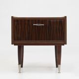 Vintage nightstand in wood with chrome details, Belgium 1960s