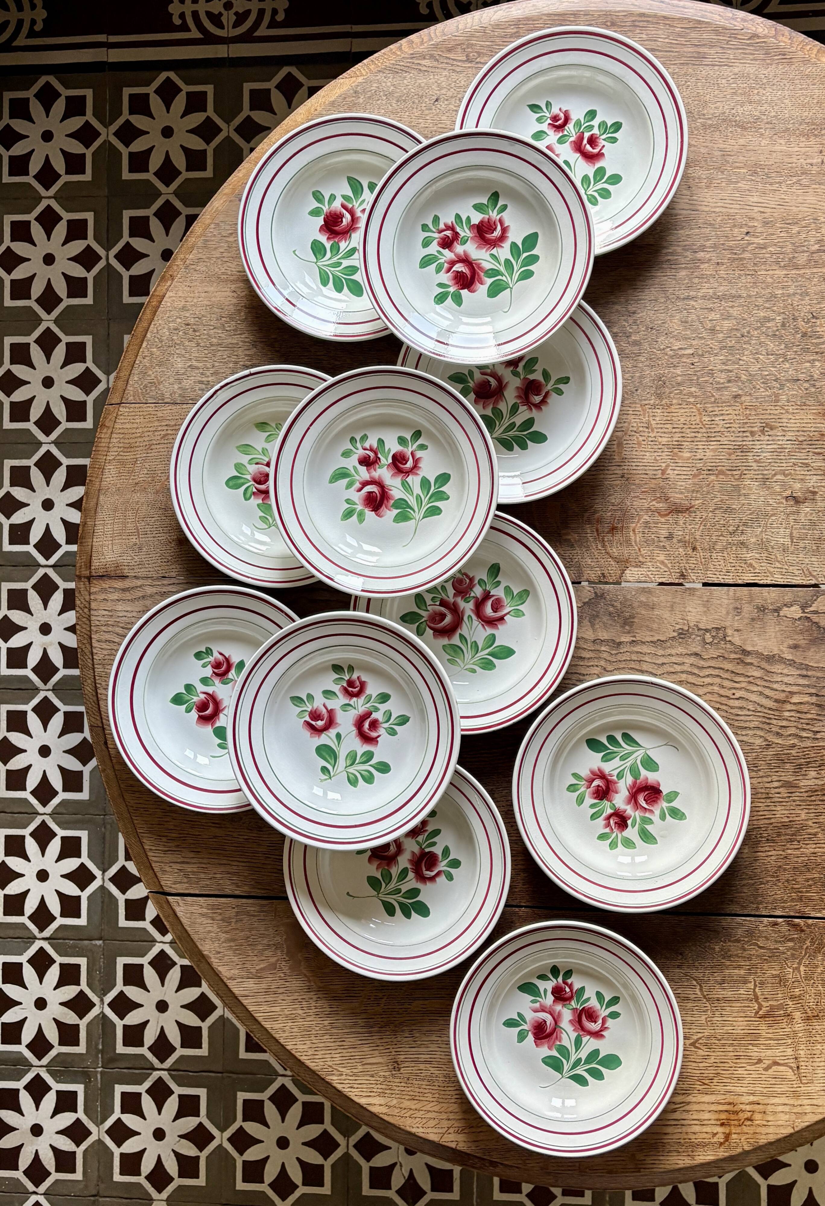 Set of 12 vintage soup plates - Les Roses -