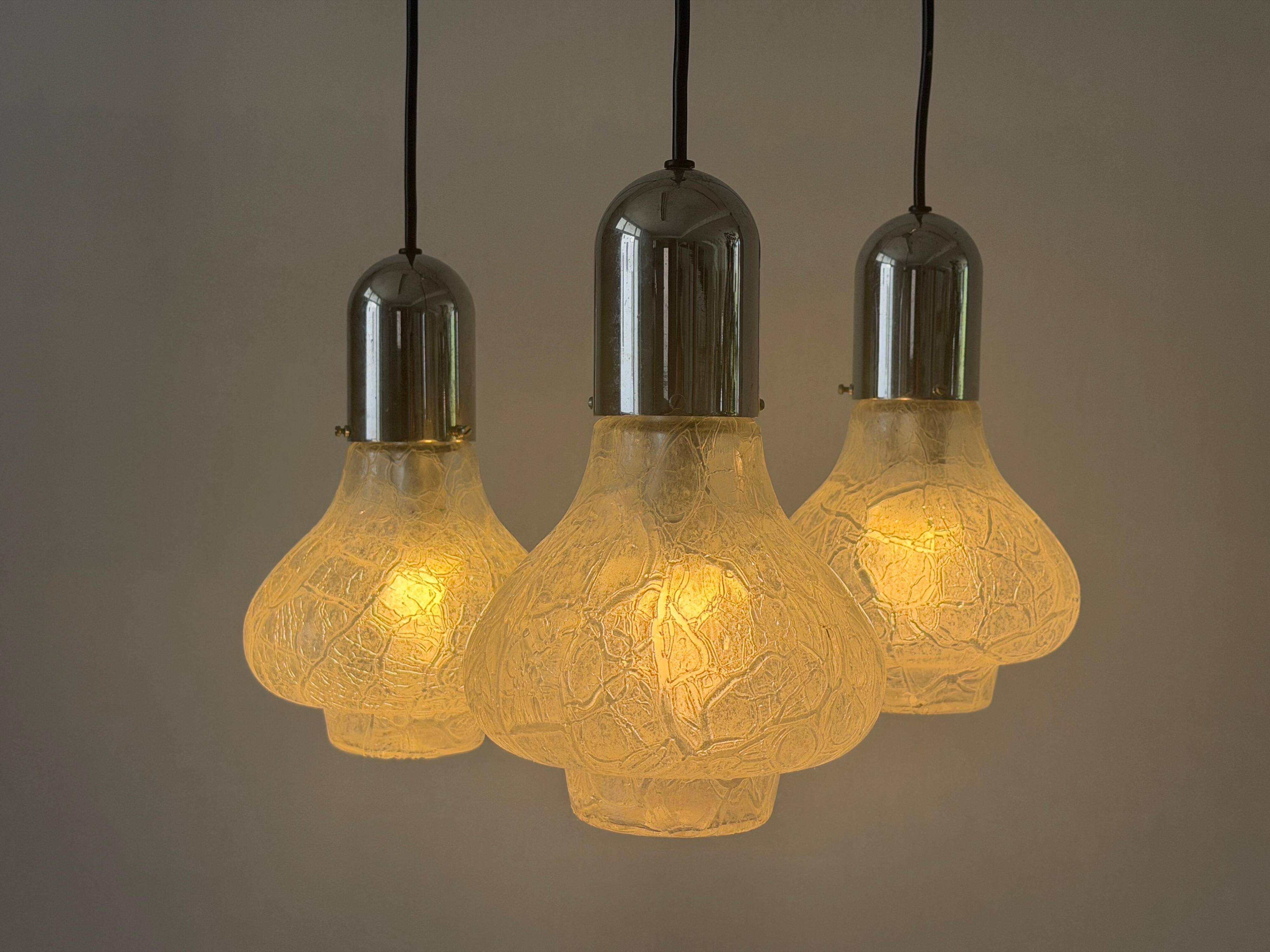 Cascade lamp with 3 glass and chrome shades by WILA, 1960s, Germany