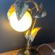 lamp leaves in gold metal and opaline years 70-80