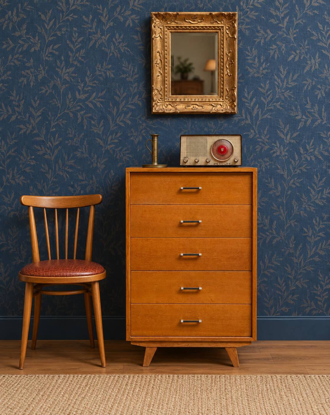 Commode, semainier, chiffonnier vintage de style scandinave