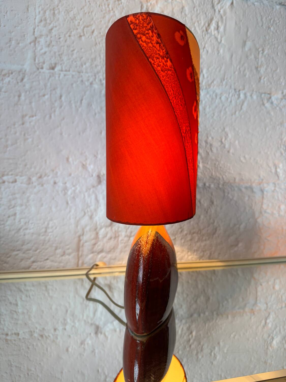 Handmade ceramic and silk lamp from the 1990s