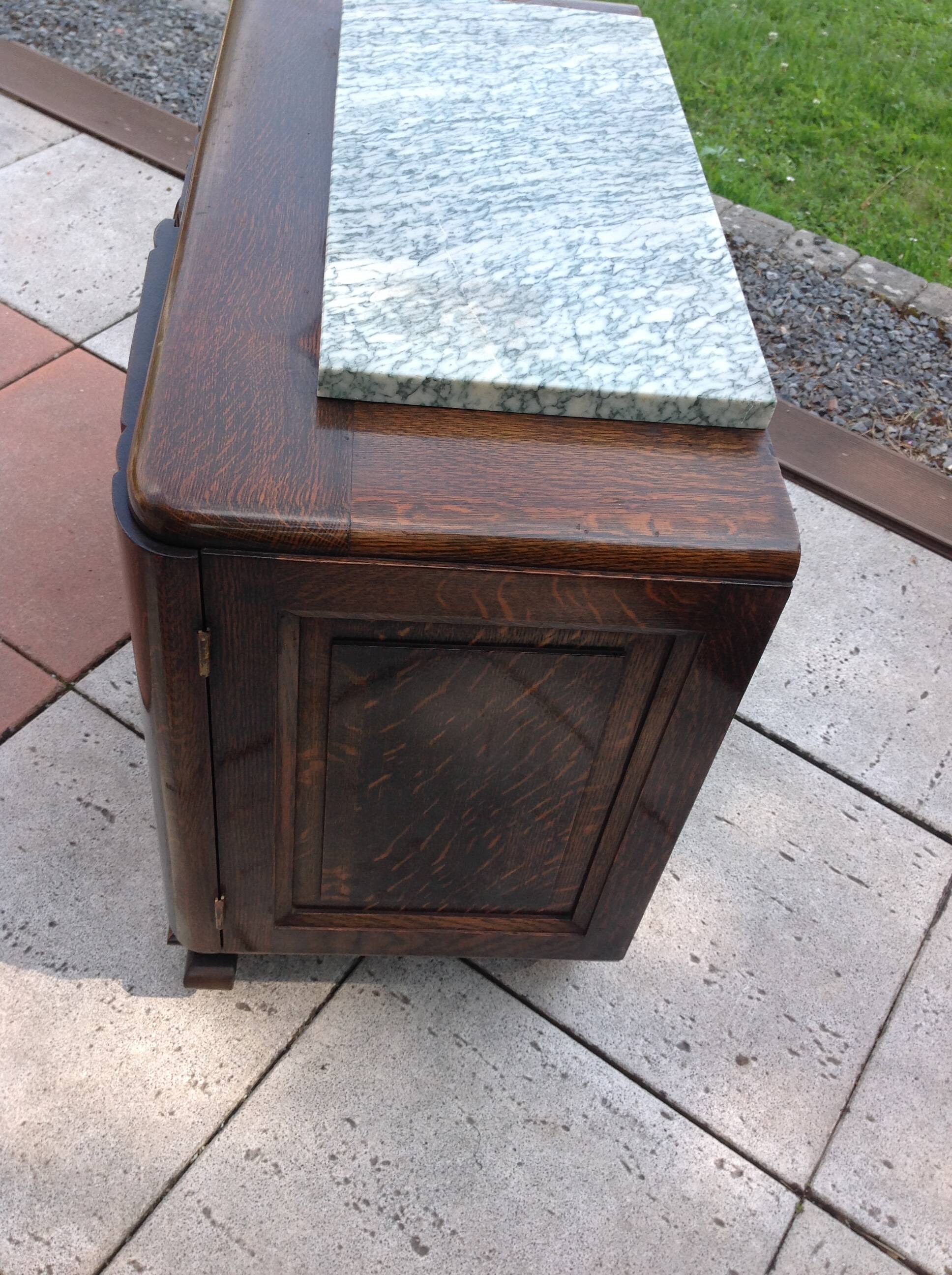 Two-door oak bedside table / 50s/60s