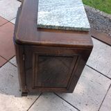Two-door oak bedside table / 50s/60s
