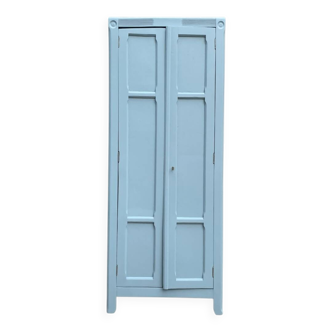 Armoire parisienne ancienne bleue grisée H154