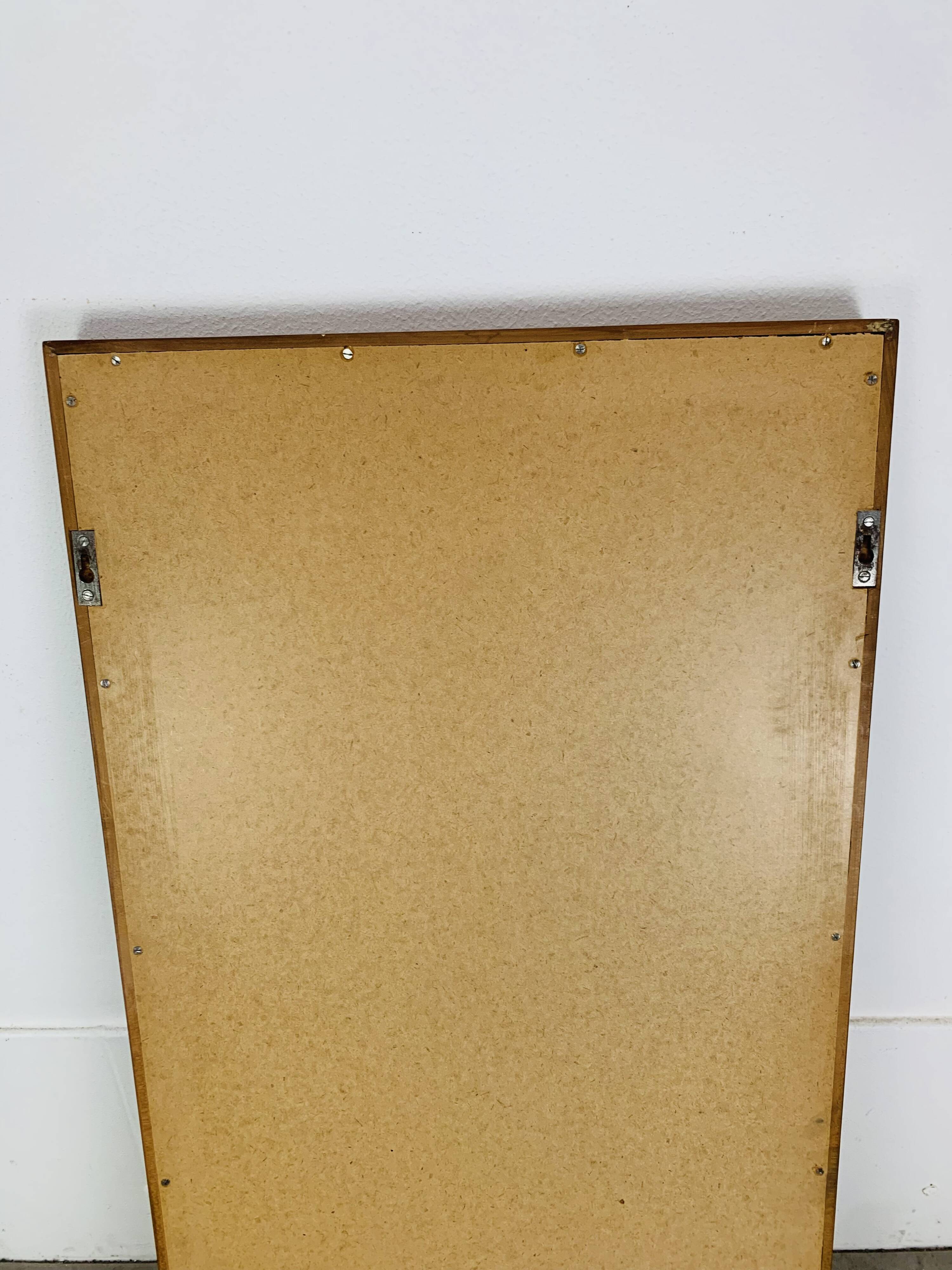 Scandinavian mirror with asymmetrical shelf in wood, 1960s