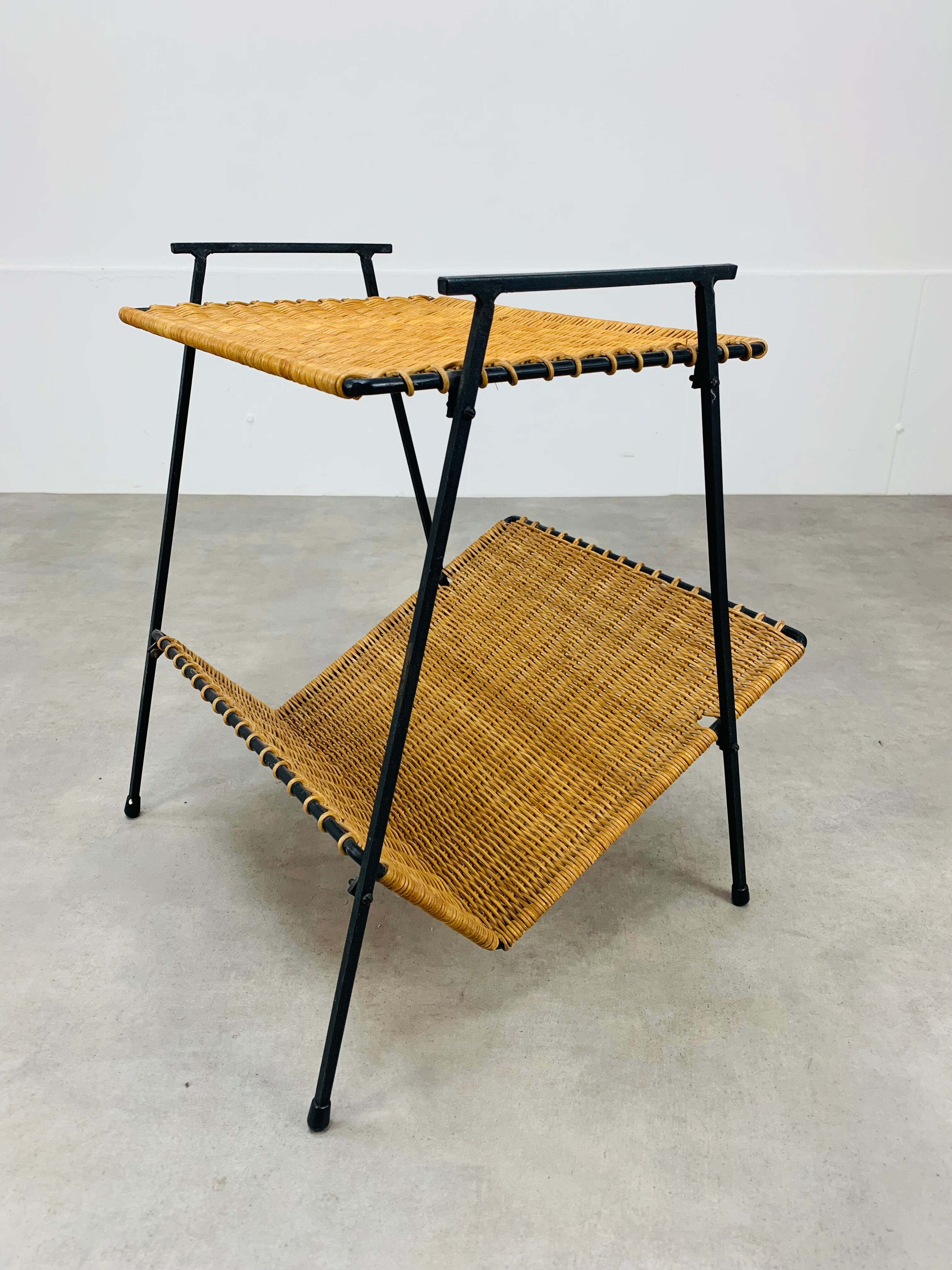 Side table rattan metal 50s, door review
