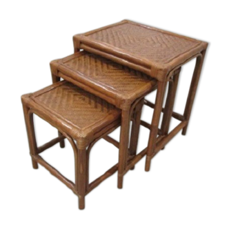 Rattan, bamboo and woven wicker trundle tables