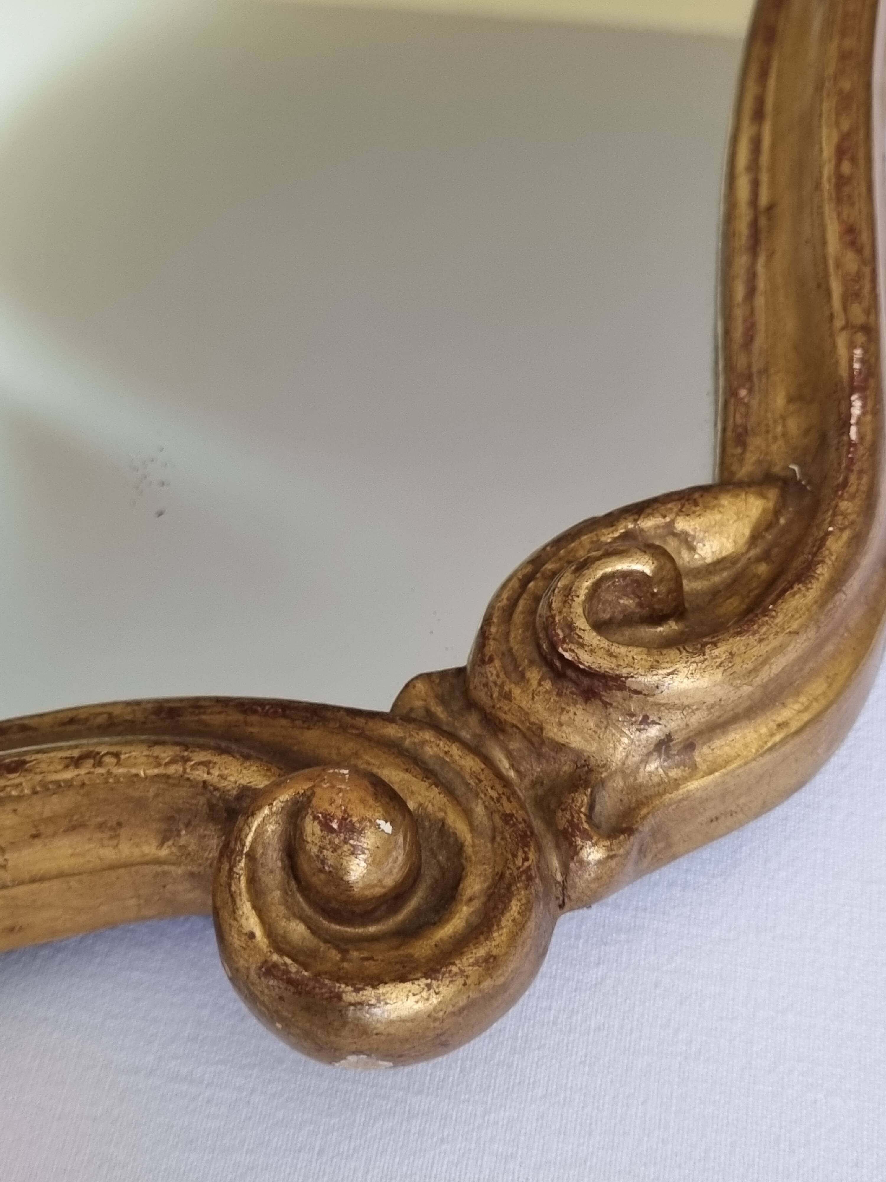 Vintage rocaille style mirror in stucco and wood 80 cm