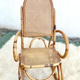 Rocking-chair canned in bamboo design 1960s