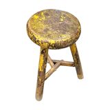 Primitive wooden tripod stool / height 52 cm
