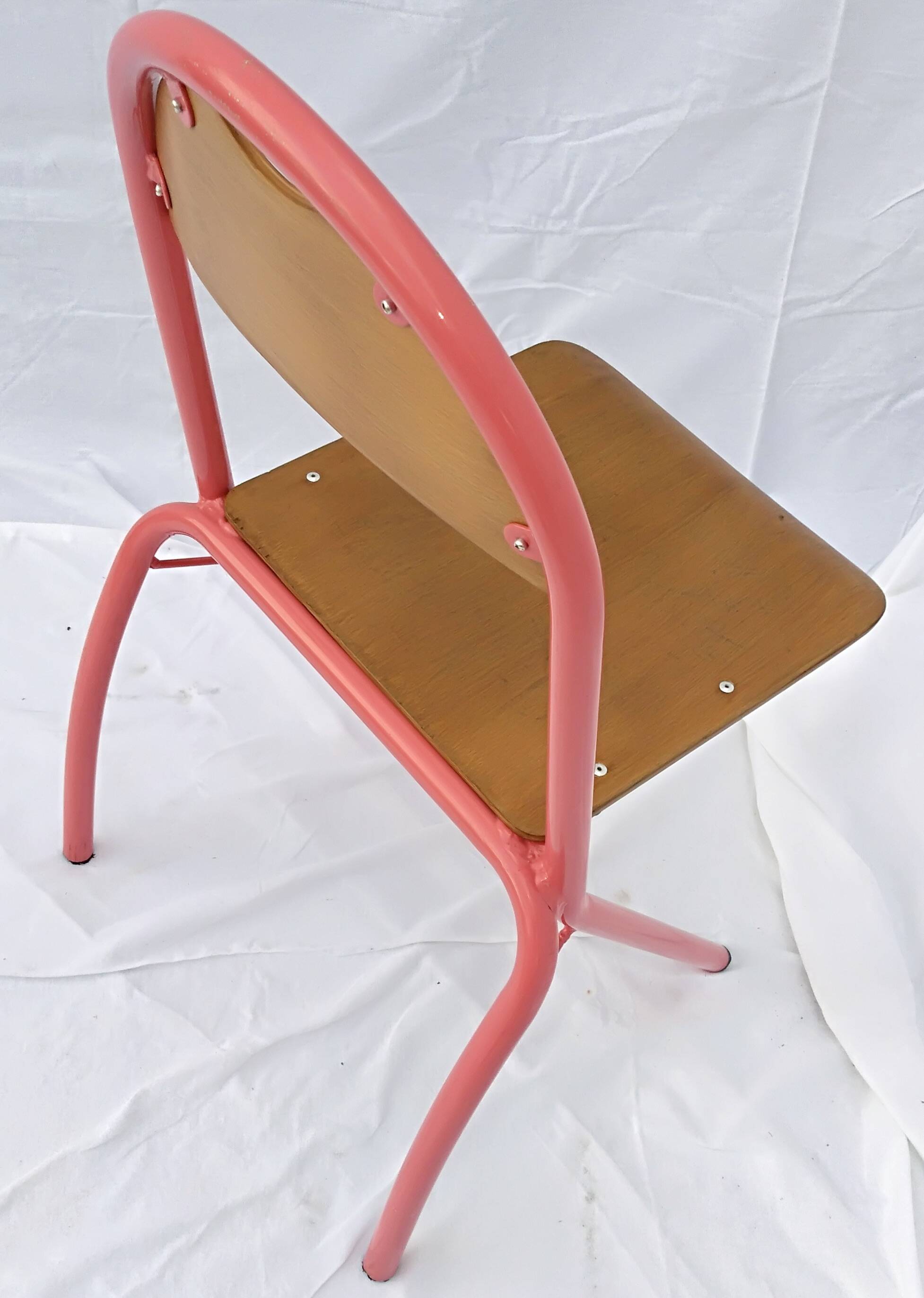 chair tubular structure wooden seat and back