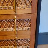 60's wood and rattan dresser