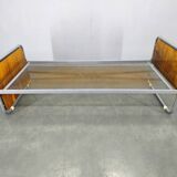 Bauhaus Tubular Steel Bed with Walnut Veneer Panels, 1930s