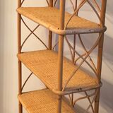 Vintage rattan and wicker shelf 70s