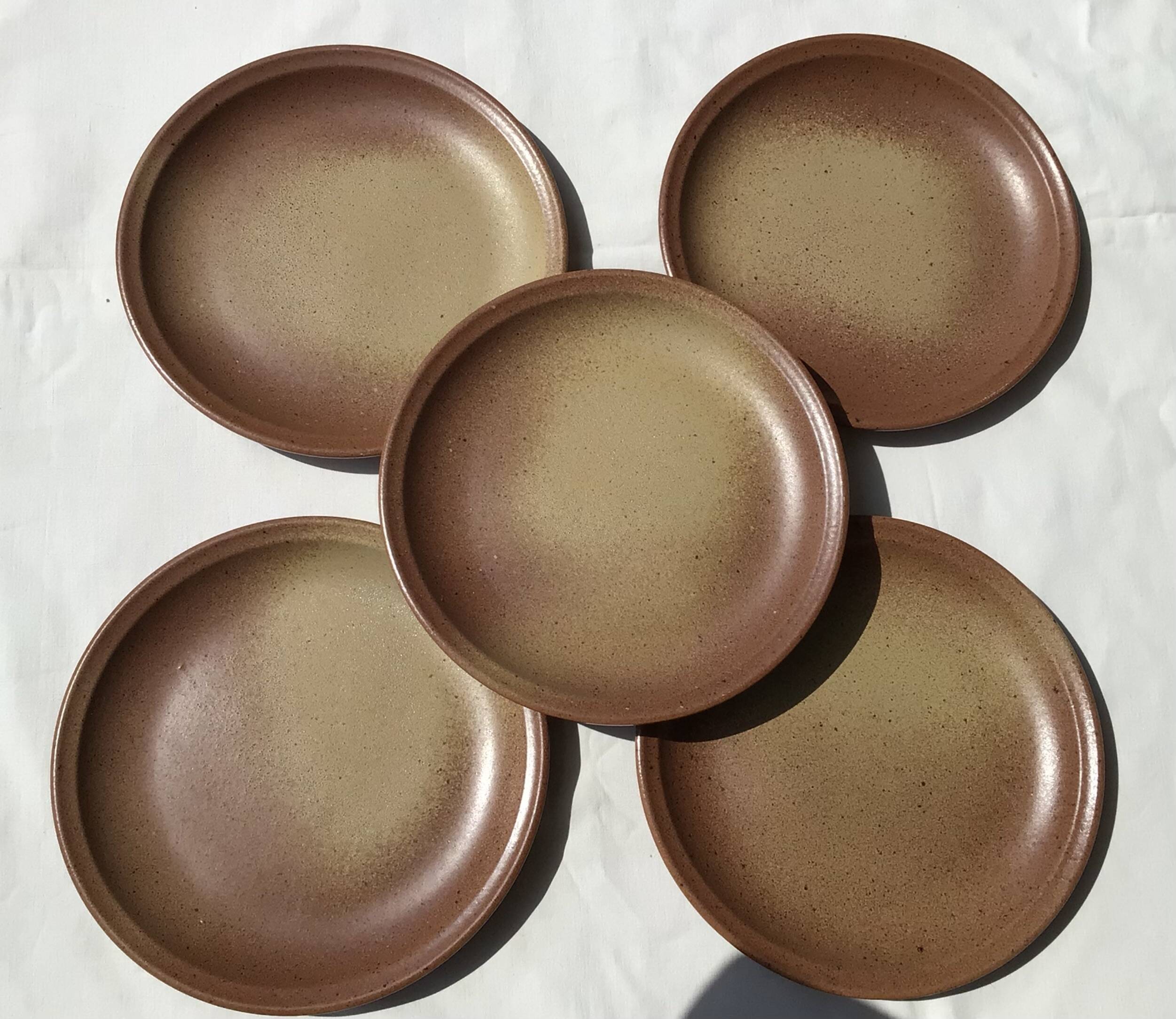 5 Dinner plates Burgundy Sarreguemines sandstone nuanced brown