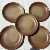 5 Dinner plates Burgundy Sarreguemines sandstone nuanced brown