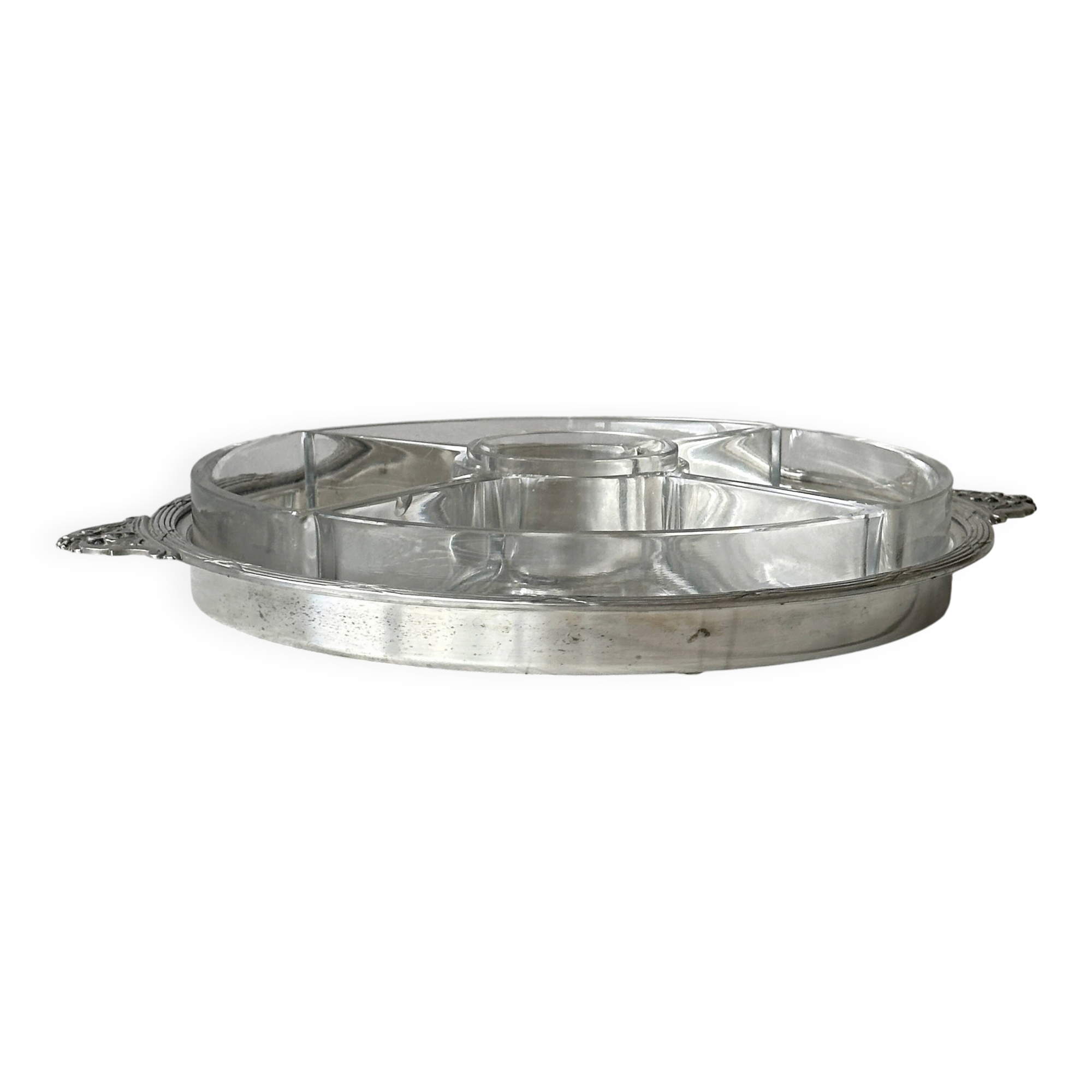 Vintage glass compartment aperitif platter