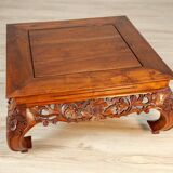 Vintage Richly Decorated Oak Coffee Table, 1950s