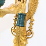 Paire appliques en bronze doré de style empire cygne triomphant