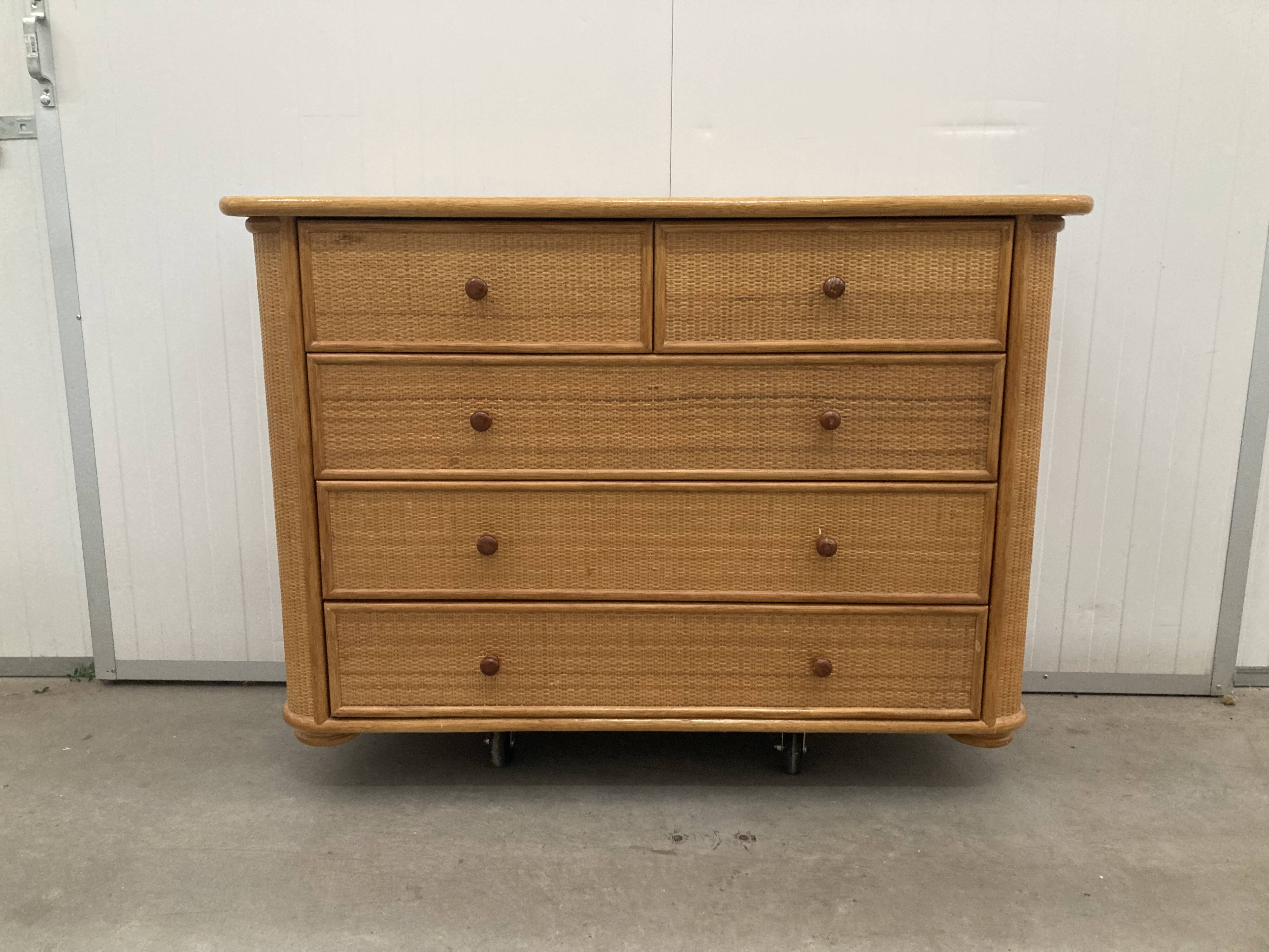 Vintage wicker sideboard, 1970s