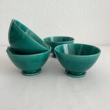 4 antique vintage green ceramic bowls