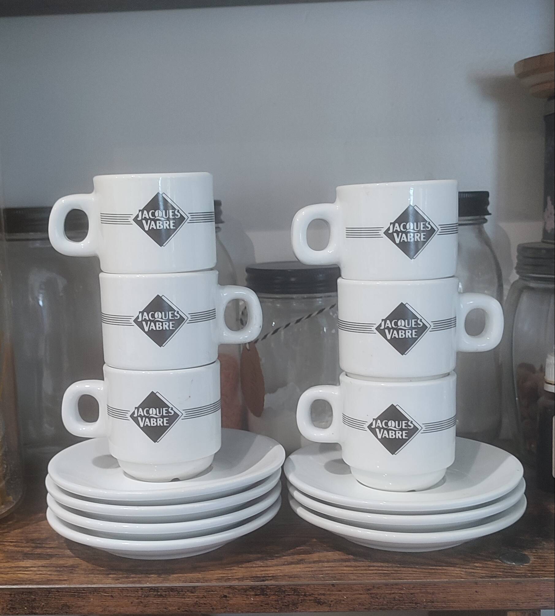 Lot of 6 vintage Jacques Vabre cups and 7 saucers from the 70s/80s.