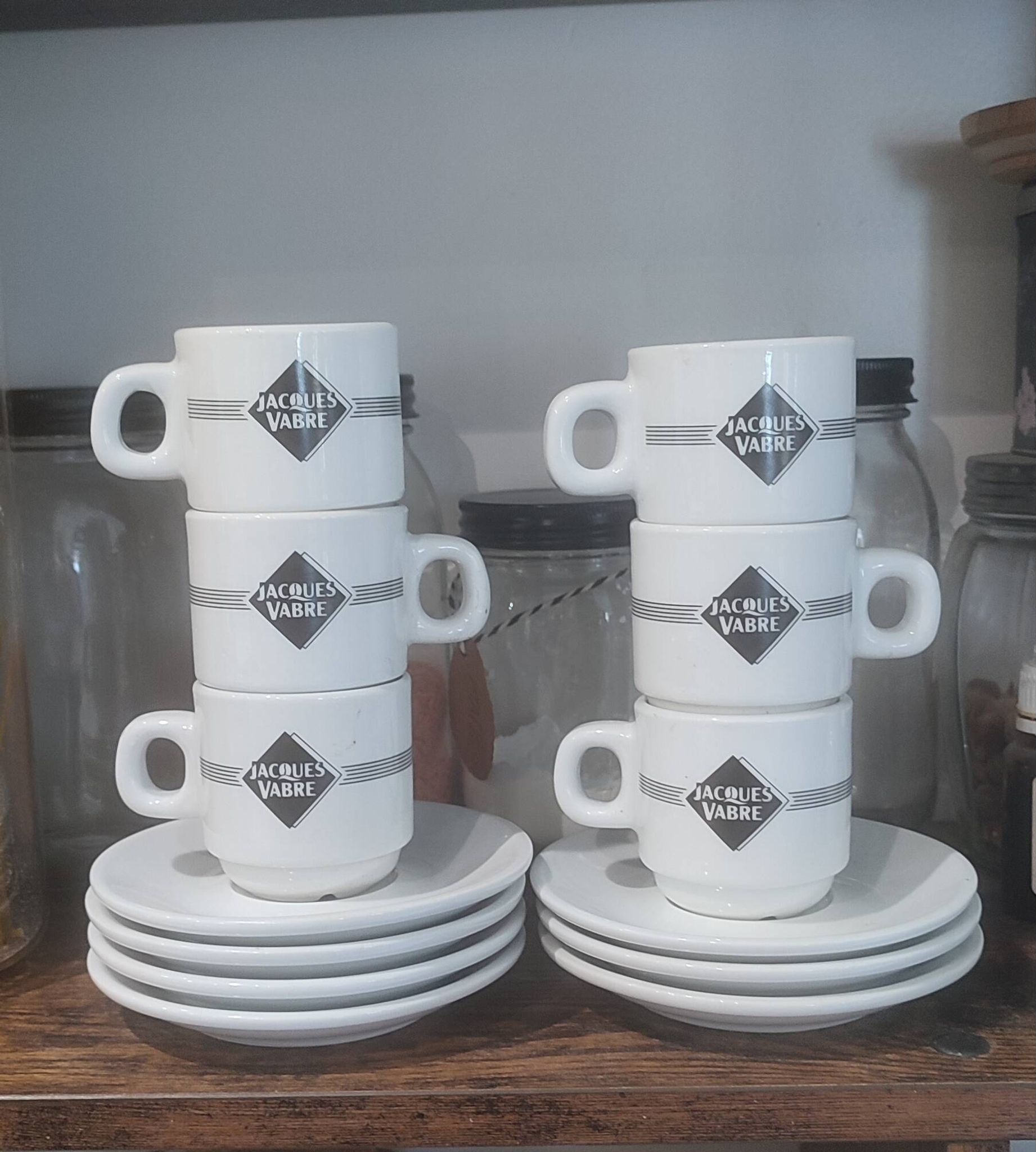 Lot of 6 vintage Jacques Vabre cups and 7 saucers from the 70s/80s.