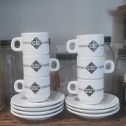 Lot of 6 vintage Jacques Vabre cups and 7 saucers from the 70s/80s.