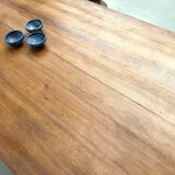Large modernist farmhouse table in solid beech, thick dowelled top.