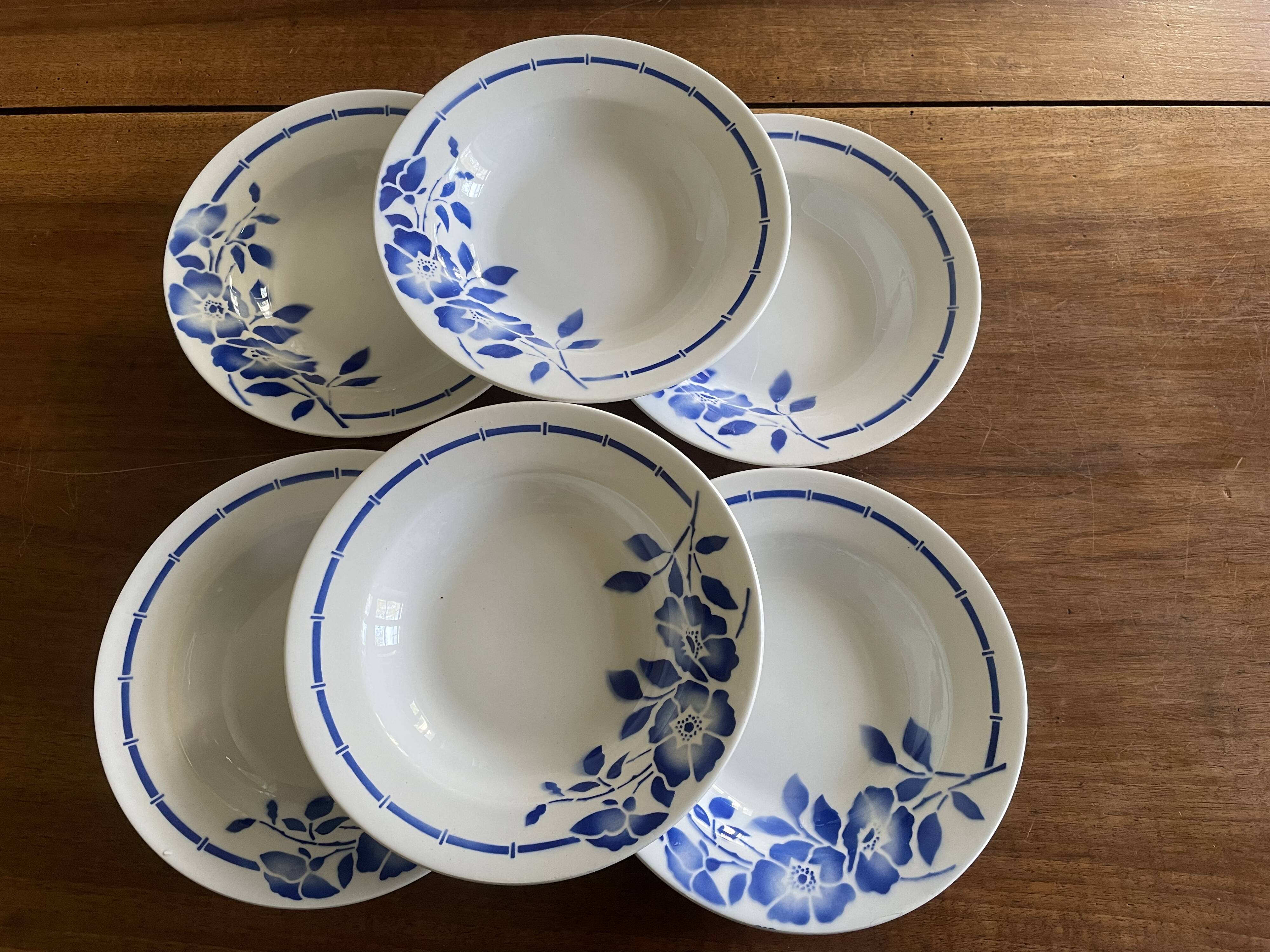 Hollow plates ceranord saint amand blue flower