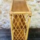 Wall shelf blond wood, bamboo, vintage rattan