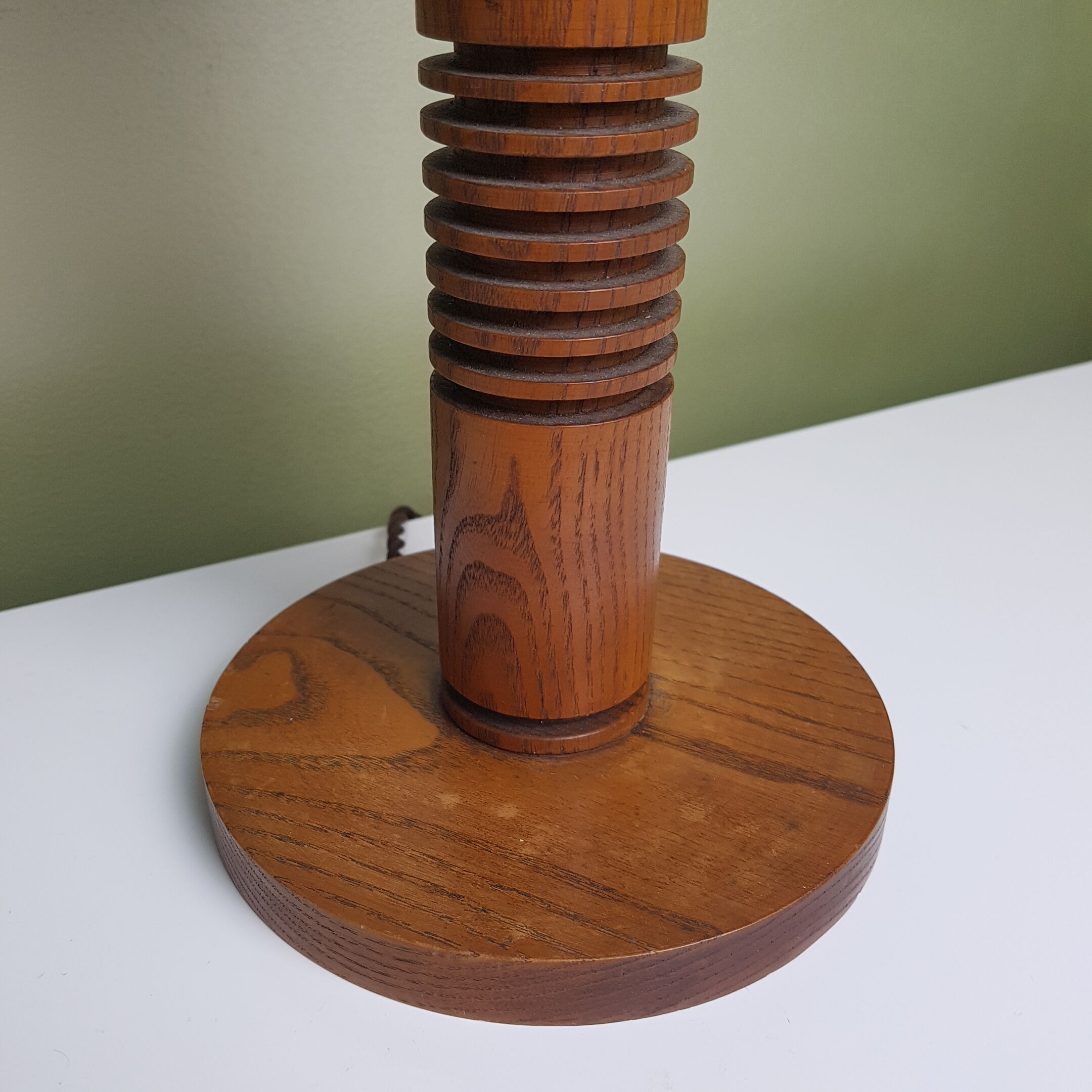 Art deco oak bedside lamp
