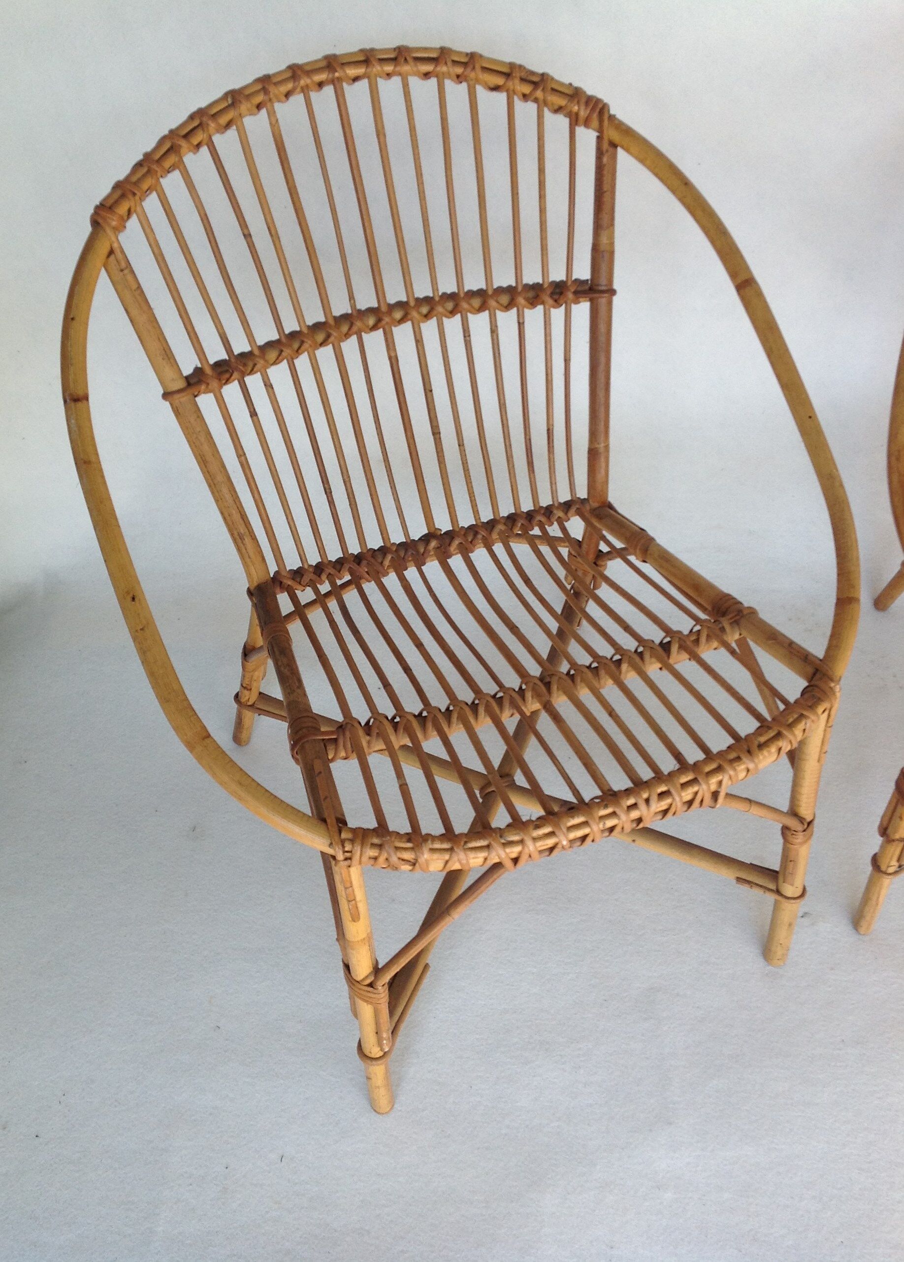 Paire de fauteuils rotin vintage