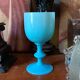 Calyx cut in blue opaline glass Portieux