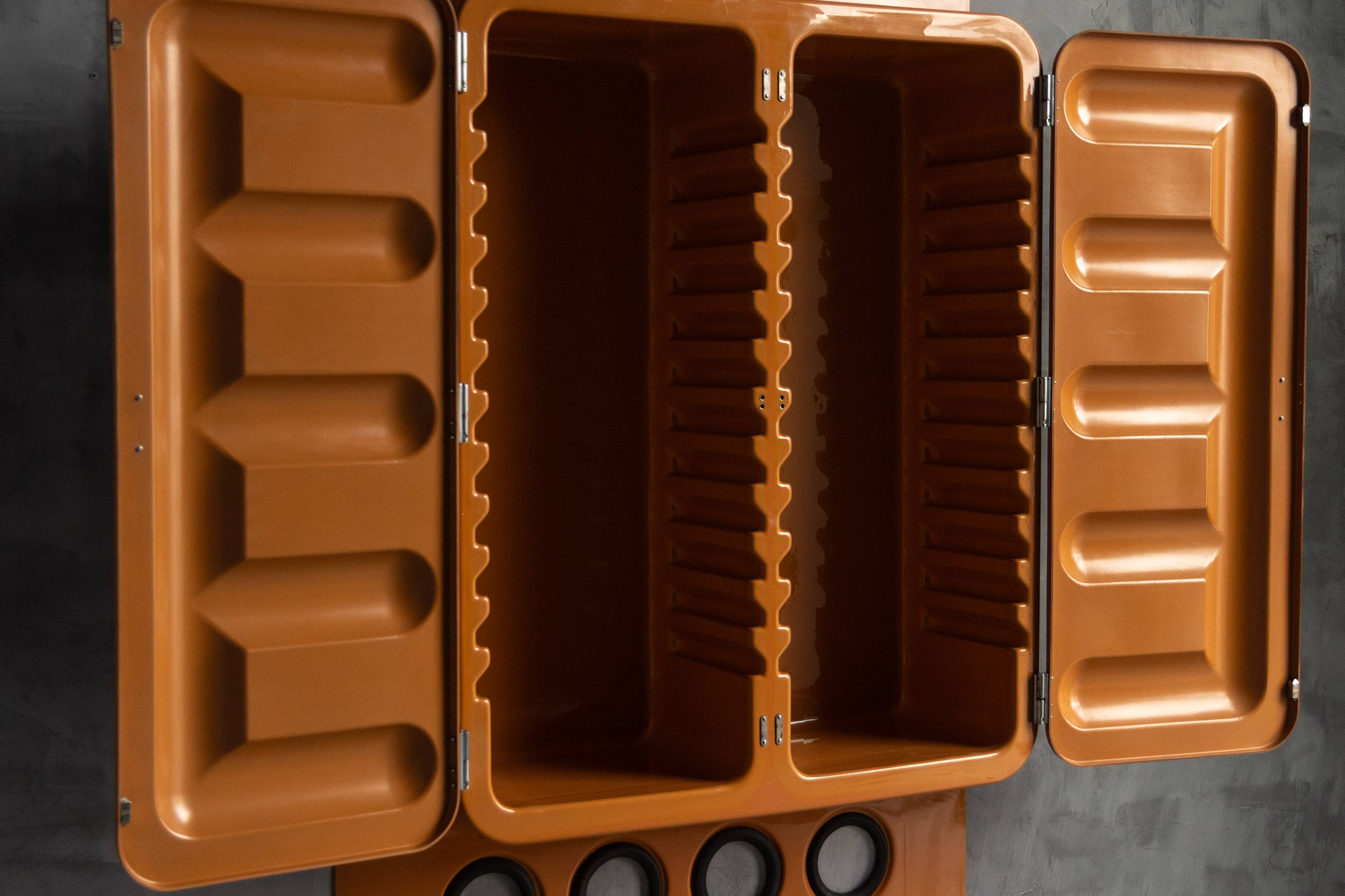 Edition Somop Wardrobe in Orange Molded Plastic, France, 1970s