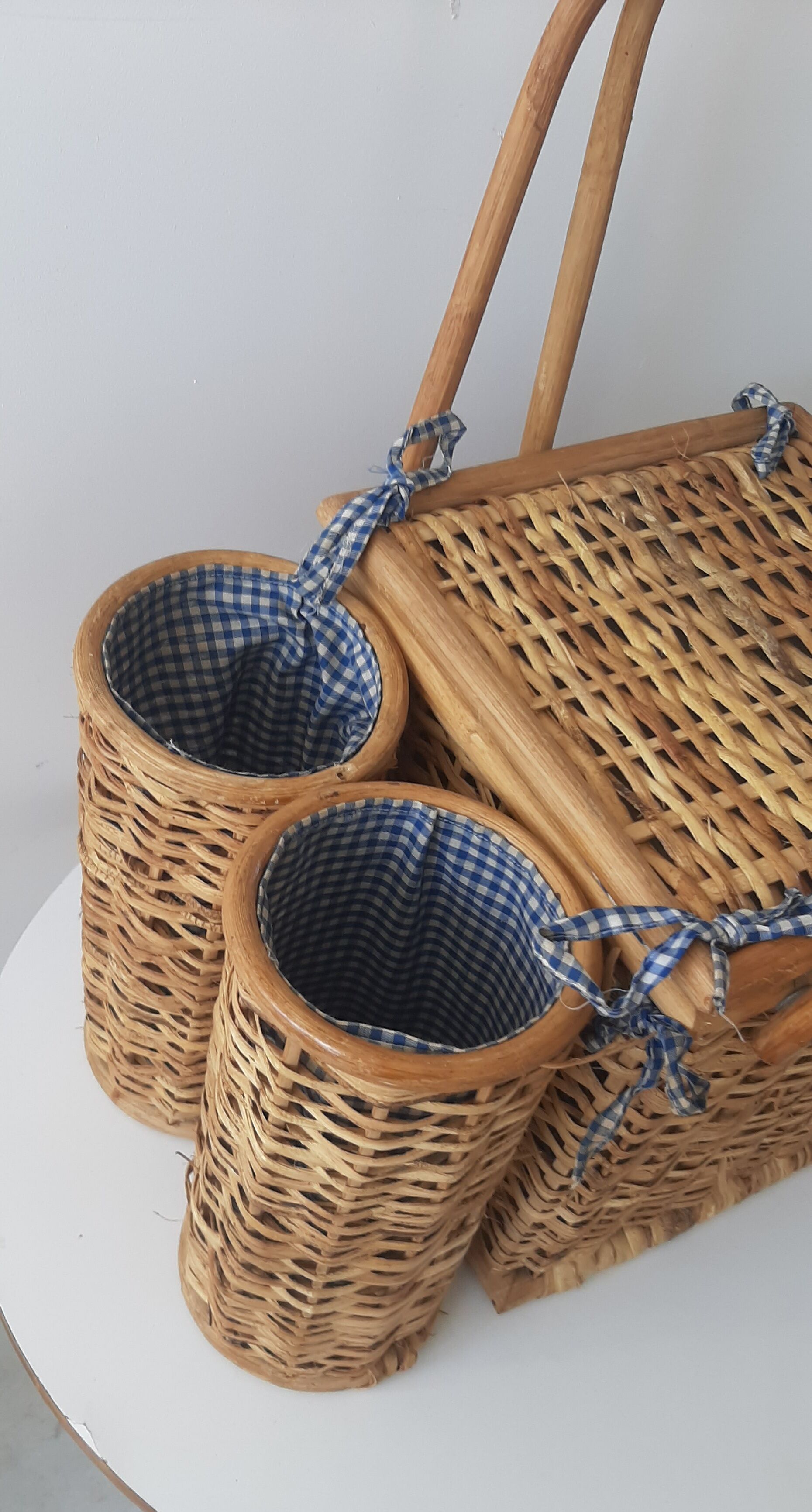Vintage rattan picnic basket
