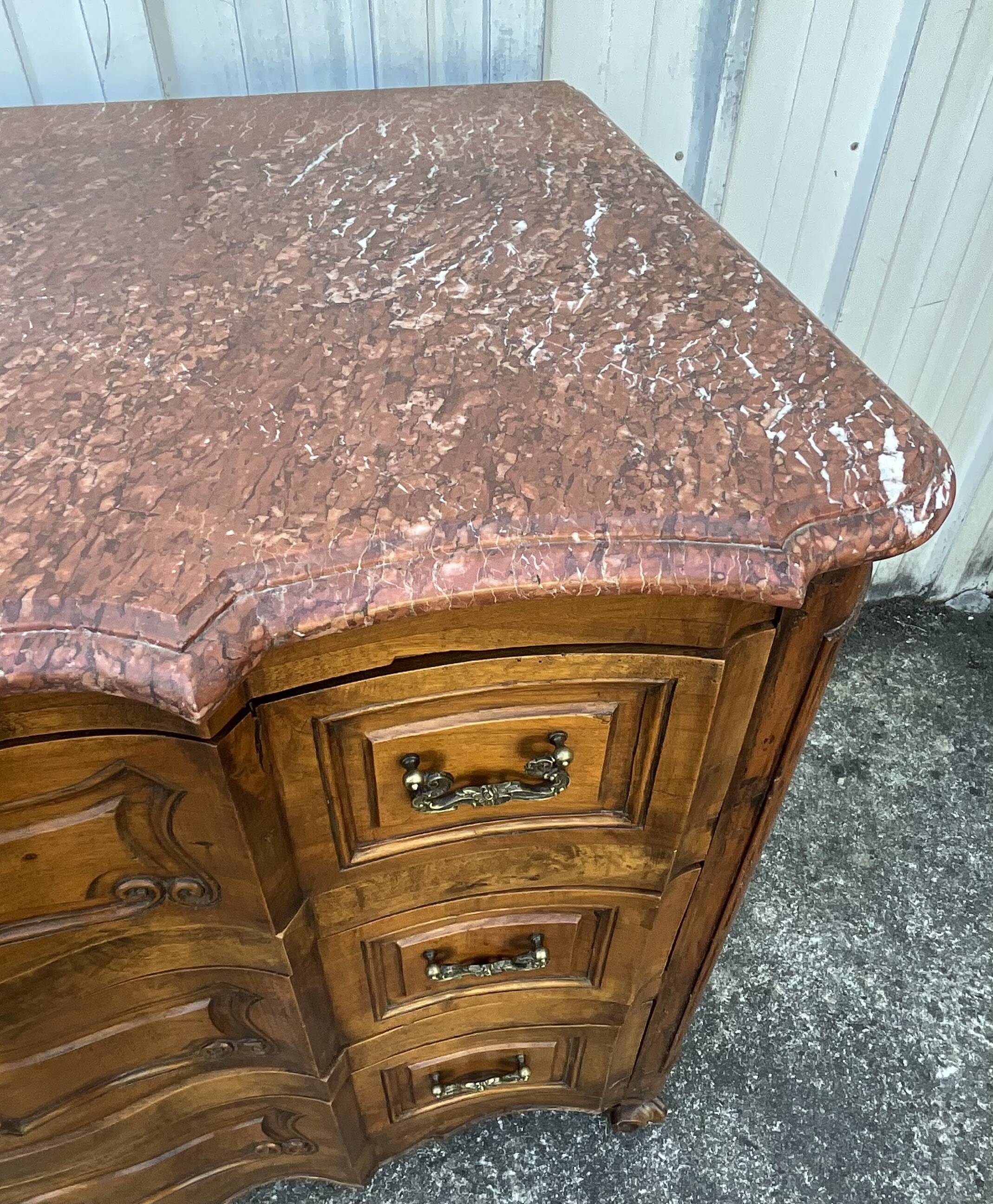 Louis XV Style Walnut Eel Chest of Drawers, Early 19th Century