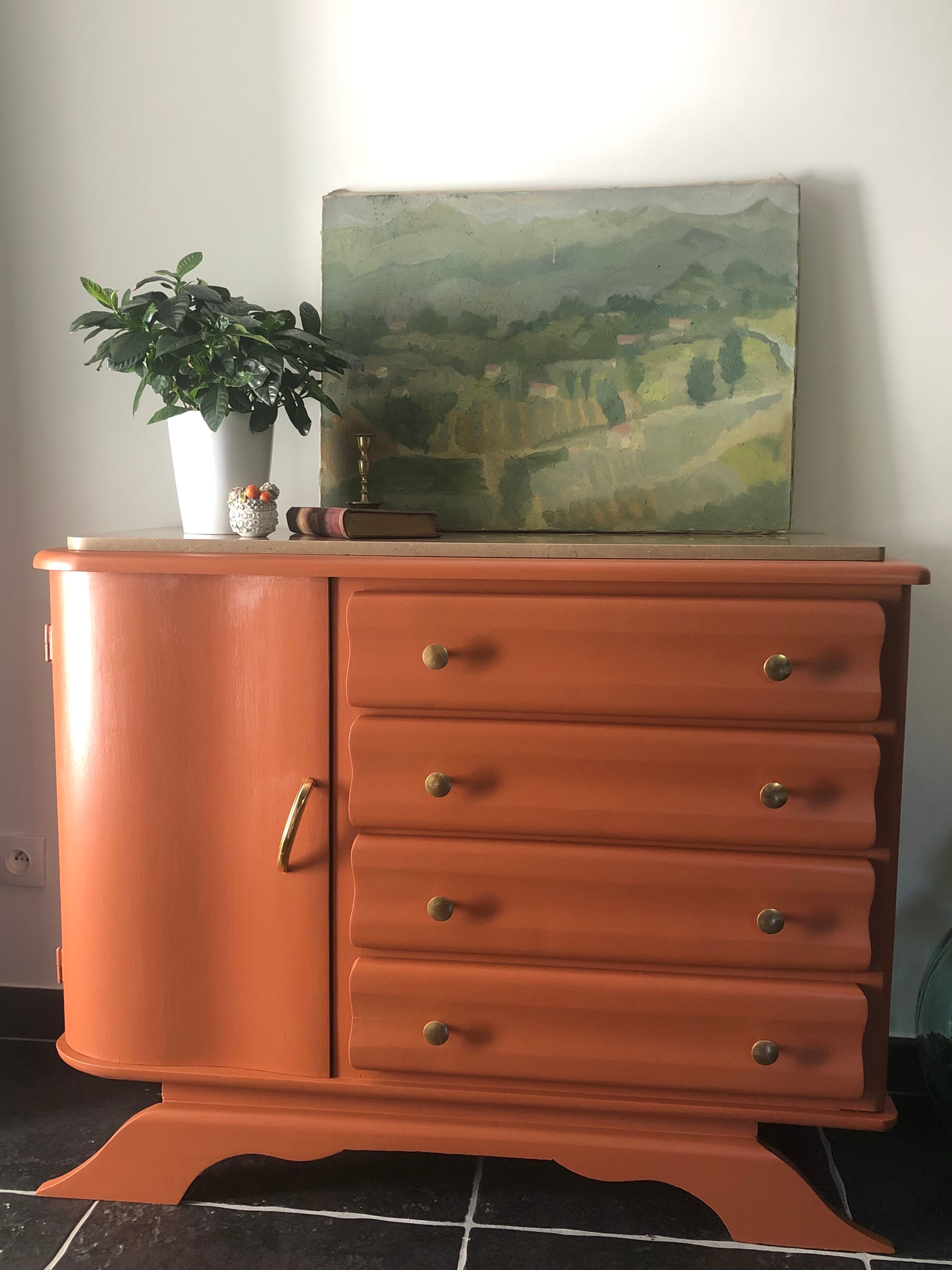 Terracotta vintage chest of drawers