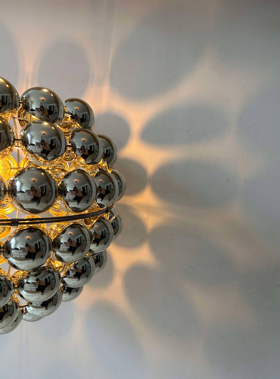 Vintage suspension, chrome half sphere, France 1970