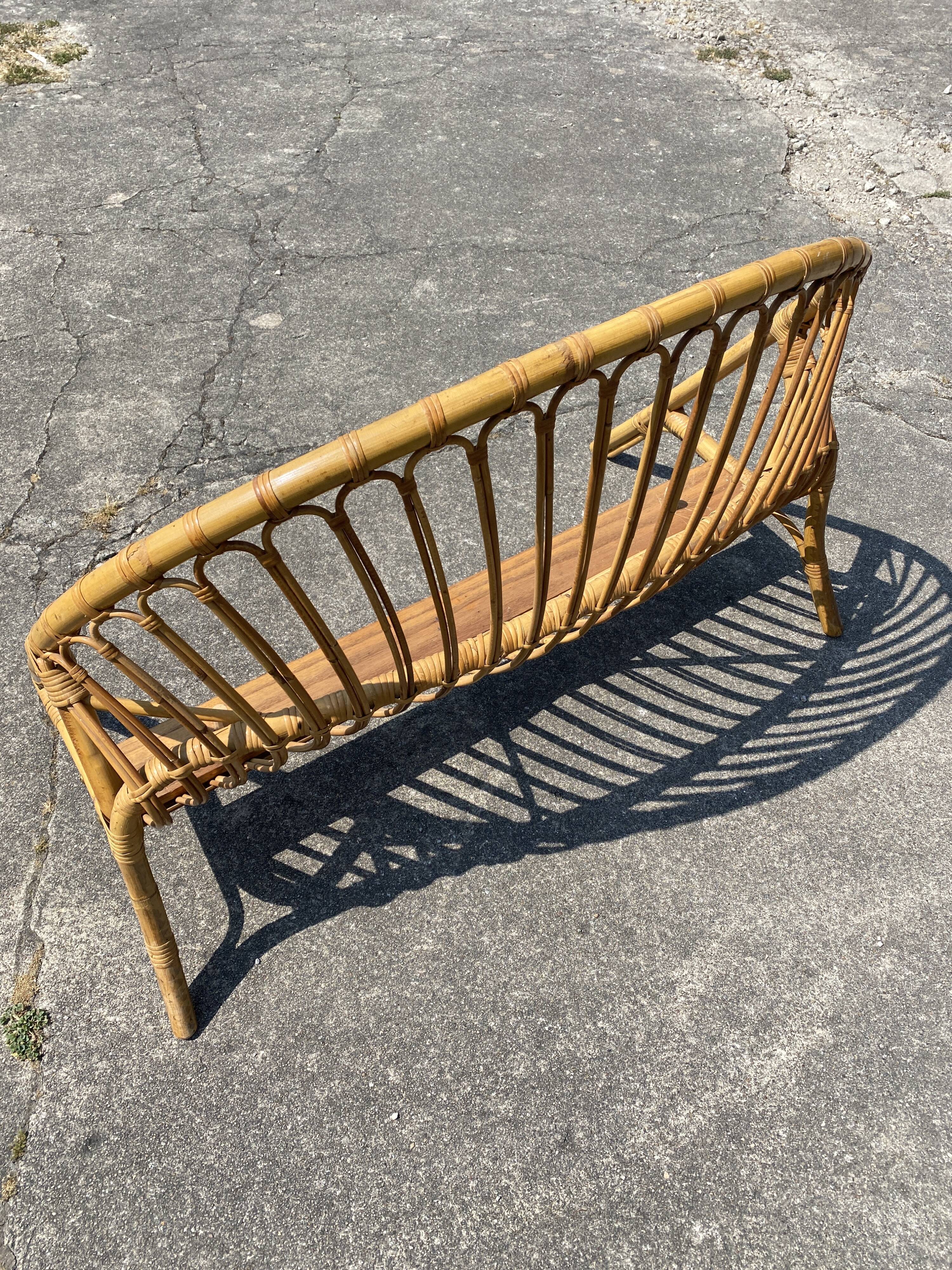 Antique rattan basket bed