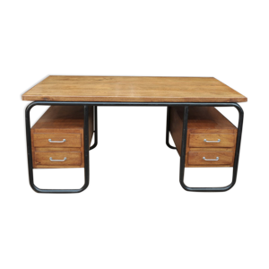 bureau métal et bois