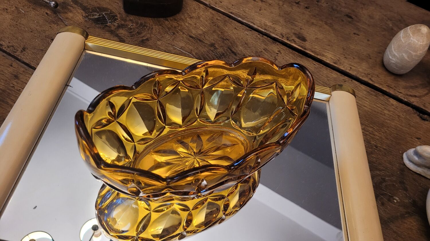 Empty pocket amber glass 60's