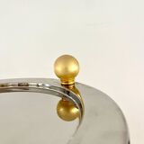 Vintage Palladium-Plated Serving Tray with Murano Glass Handles, Italy, 80s