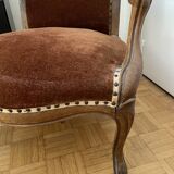 Voltaire armchair in cognac velvet