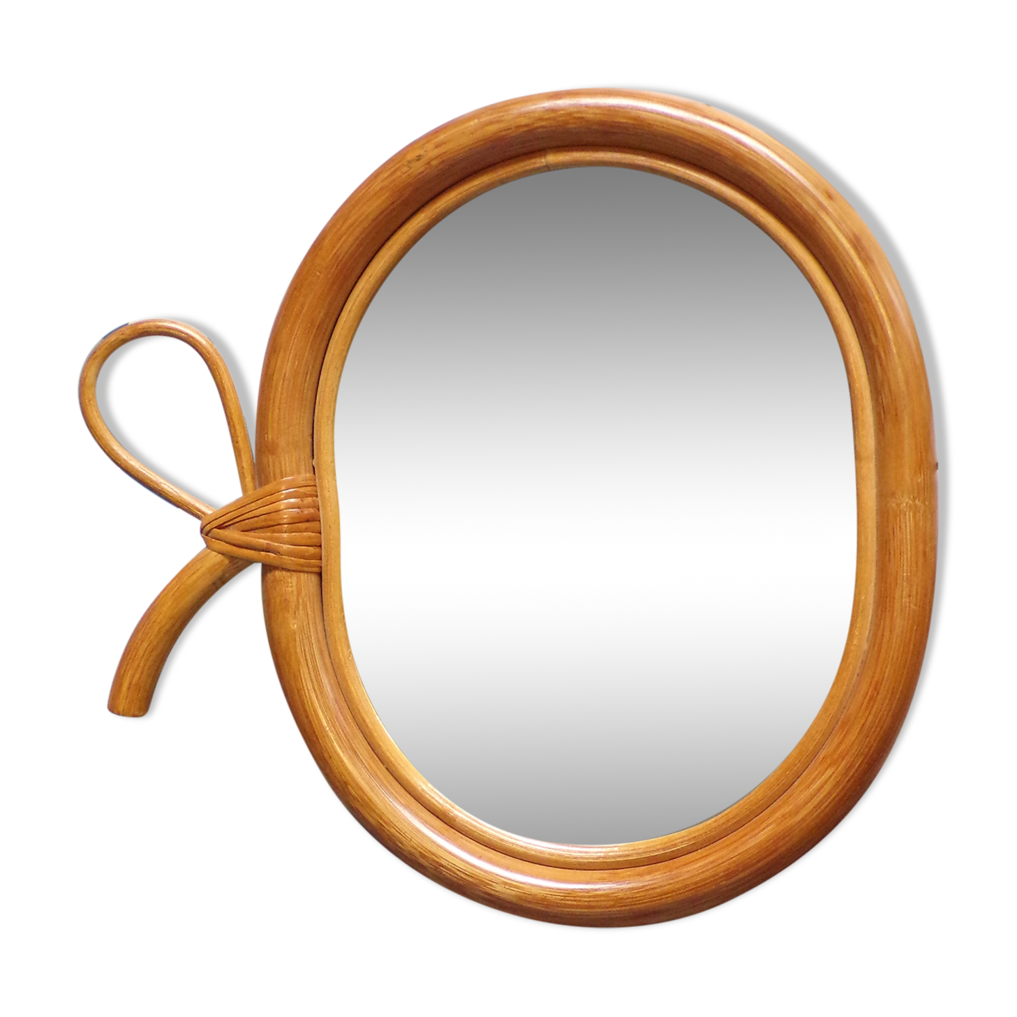 Miroir rotin vintage en forme de pomme